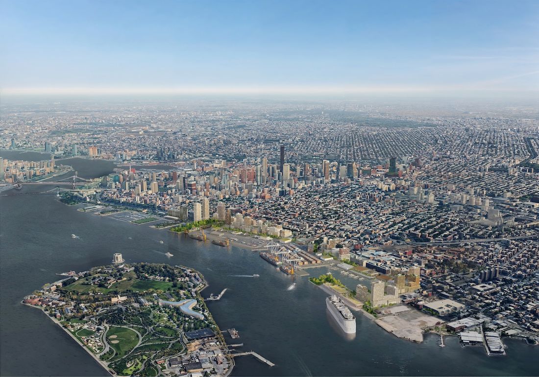 Aerial rendering of the Brooklyn Marine Terminal.